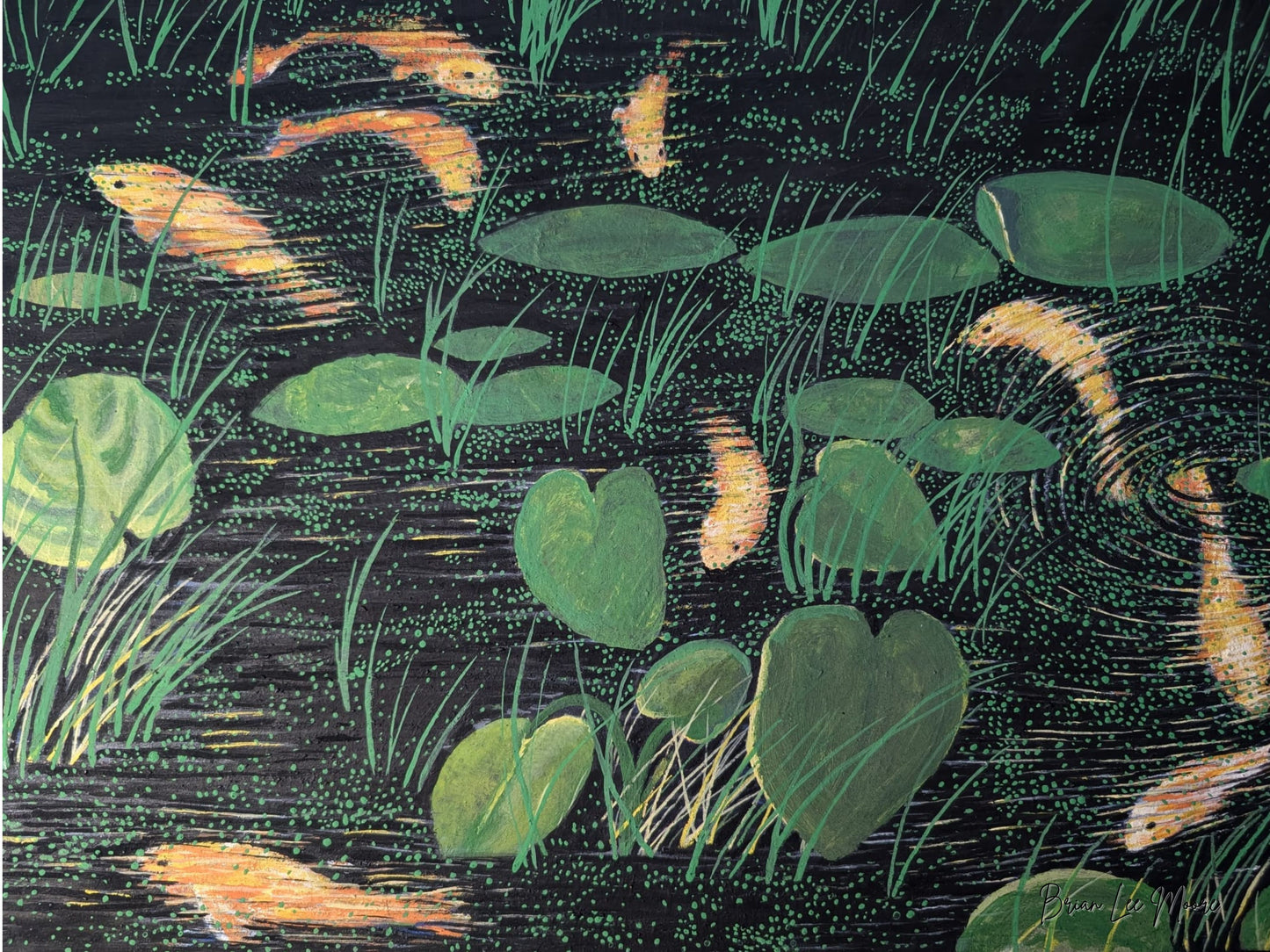 Digital Print - Hand Painted Koi Fishes, Vibrant Pond Artwork