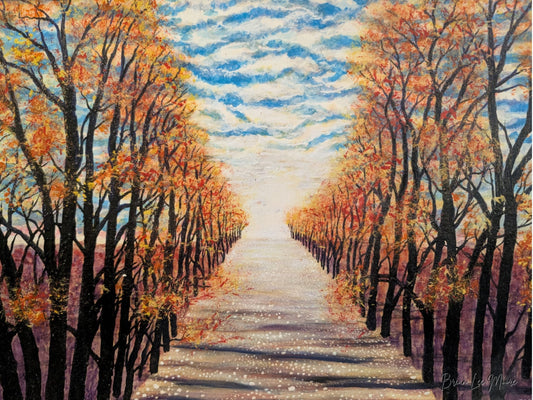 Digital Print - Fall Serenity - Autumn Trees Corridor Towards Happiness