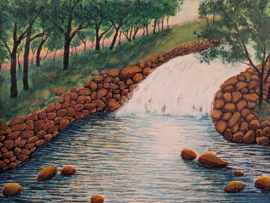 Digital Print - Hand Painted Small waterfall